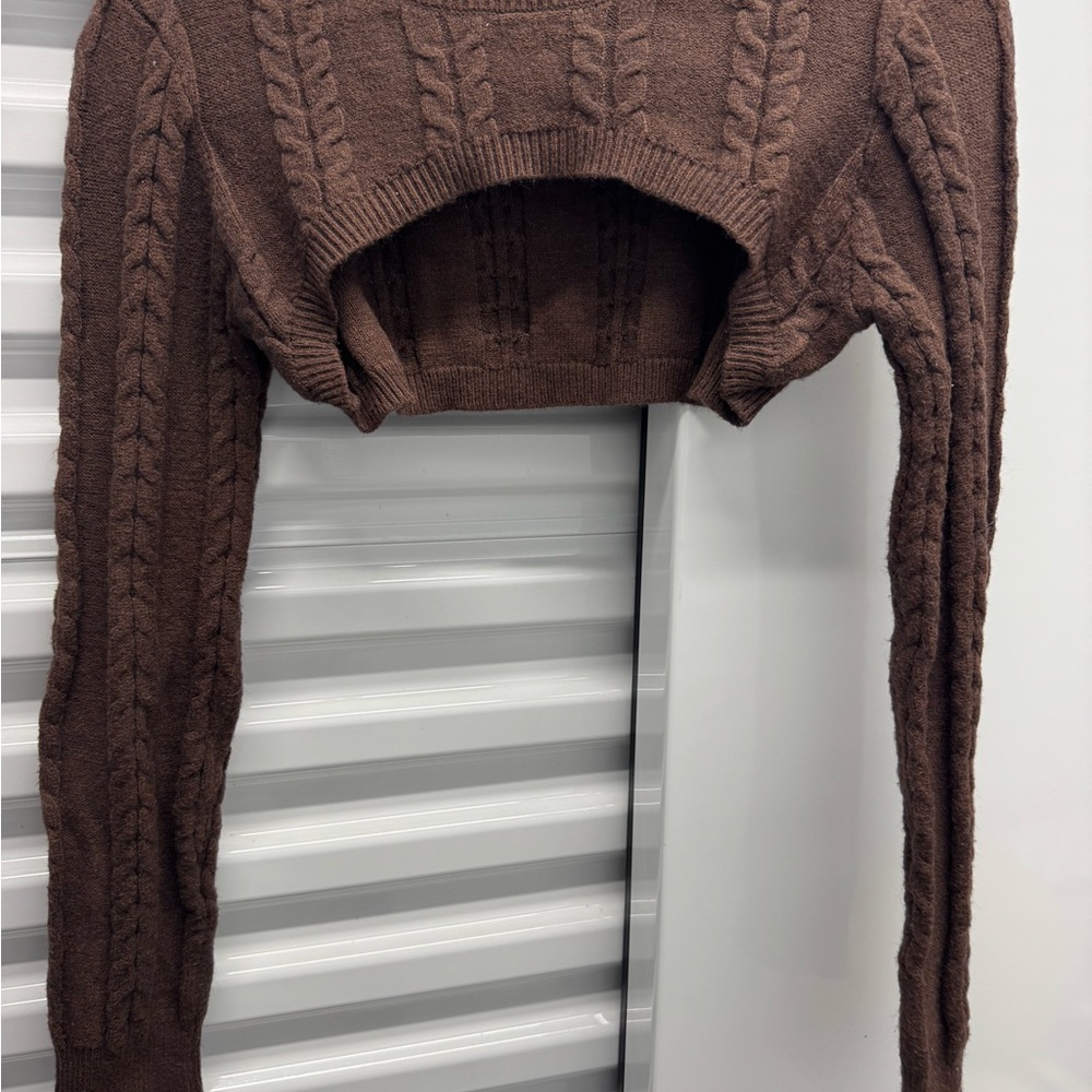 Grace Women’s Size S Cable Knit Brown Sweater